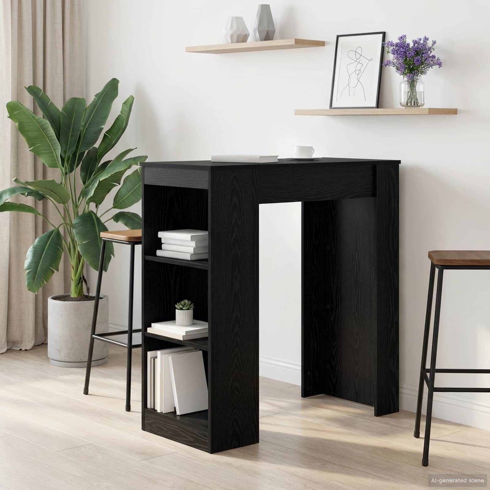 Barový Stůl 95 X 47 X 103,5 Cm Kompozitní Dřevo Černý Dub
