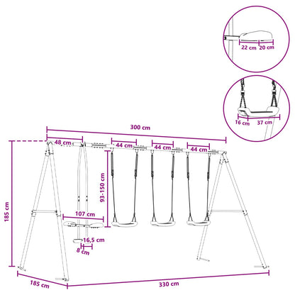 Houpací Set Na Zahradu Vícebarevný 330 X 185 X 185 Cm Ocel A Pe