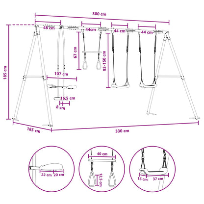 Houpací Set Na Zahradu Vícebarevný 330 X 185 X 185 Cm Ocel A Pe