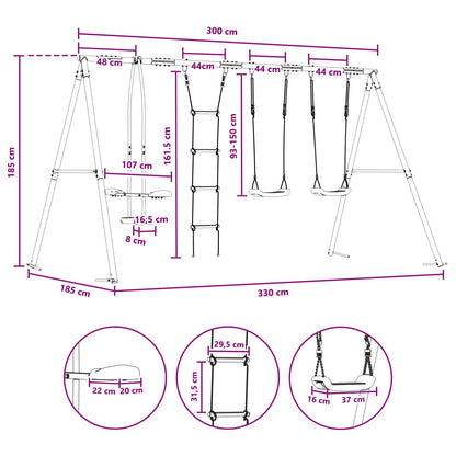 Houpací Set Na Zahradu Vícebarevný 330 X 185 X 185 Cm Ocel A Pe