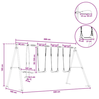 Houpací Set Na Zahradu Vícebarevný 330 X 185 X 185 Cm Ocel A Pe