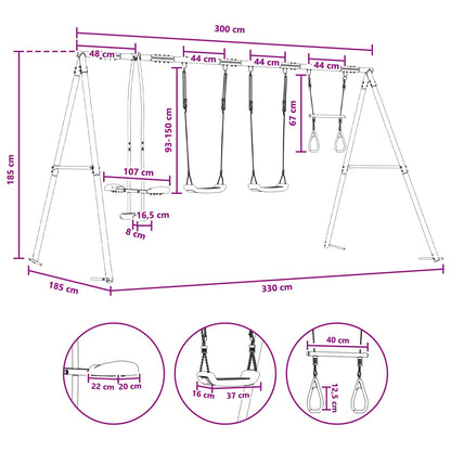 Houpací Set Na Zahradu Vícebarevný 330 X 185 X 185 Cm Ocel A Pe