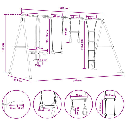 Houpací Set Na Zahradu Vícebarevný 330 X 185 X 185 Cm Ocel A Pe
