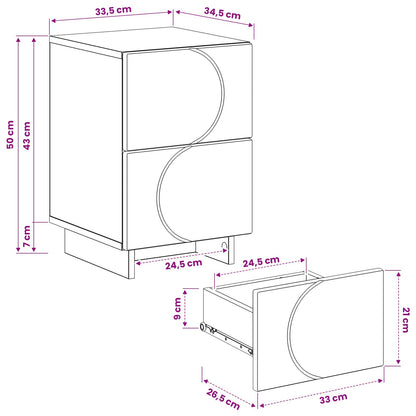 Noční Skříňka 2 Ks 33,5 X 34,5 X 50 Cm Kompozitní Dřevo