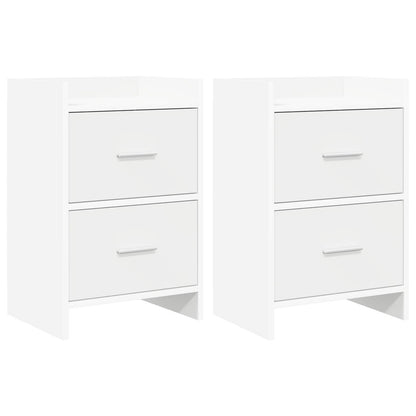 Noční Stolky 2 Pcs Bílá 40 X 30 X 60 Cm Kompozitní Dřevo