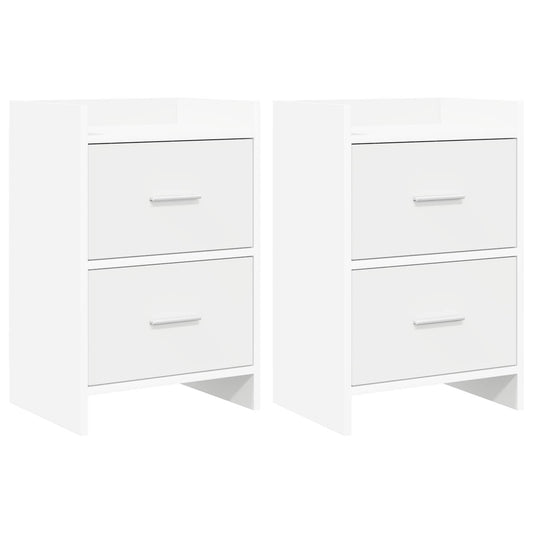 Noční Stolky 2 Pcs Bílá 40 X 30 X 60 Cm Kompozitní Dřevo