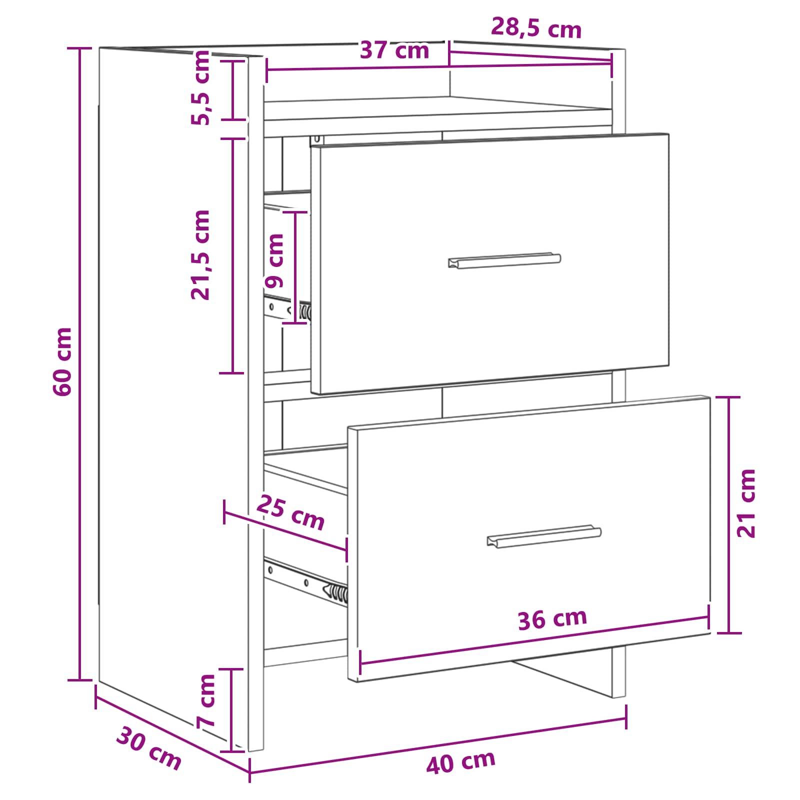 Noční Stolky Černý Dub 40 X 30 X 60 Cm Kompozitní Dřevo