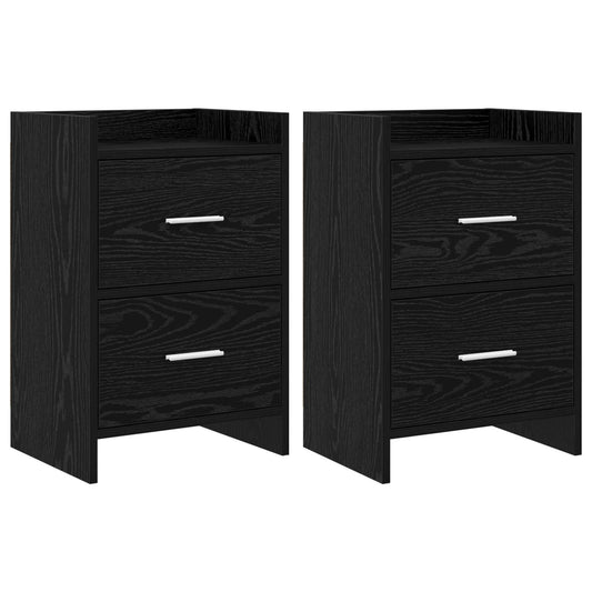 Noční Stolky 2 Pcs Černý Dub 40 X 30 X 60 Cm Kompozitní Dřevo