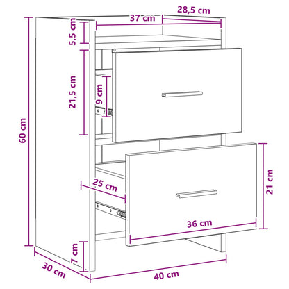 Noční Stolky 2 Pcs Šedý Sonoma 40 X 30 X 60 Cm Kompozitní Dřevo