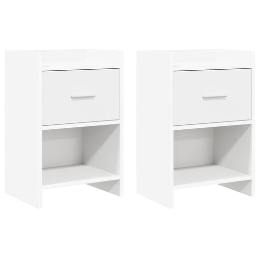 Noční Stolky 2 Pcs Bílá 40 X 30 X 60 Cm Kompozitní Dřevo