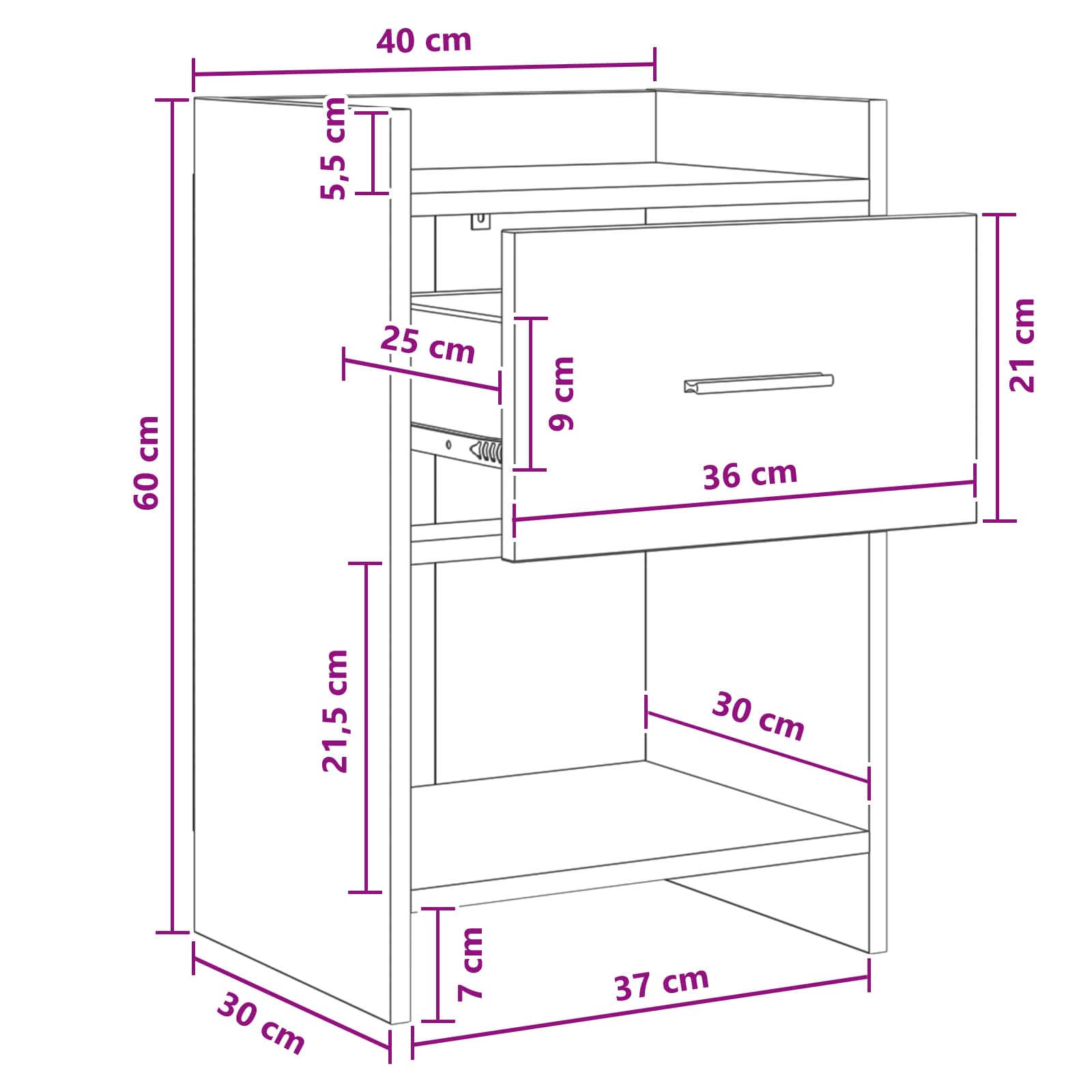 Noční Stolky 2 Pcs Bílá 40 X 30 X 60 Cm Kompozitní Dřevo