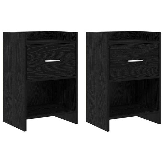 Noční Stolky 2 Pcs Černý Dub 40 X 30 X 60 Cm Kompozitní Dřevo