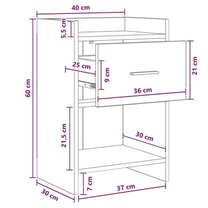 Noční Stolky 2 Pcs Černý Dub 40 X 30 X 60 Cm Kompozitní Dřevo