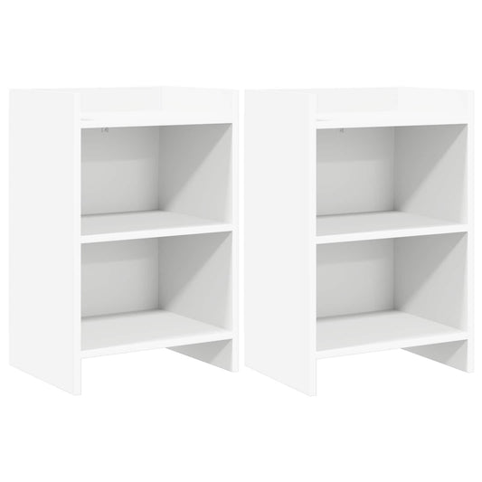 Noční Stolky 2 Pcs Bílá 40 X 30 X 60 Cm Kompozitní Dřevo