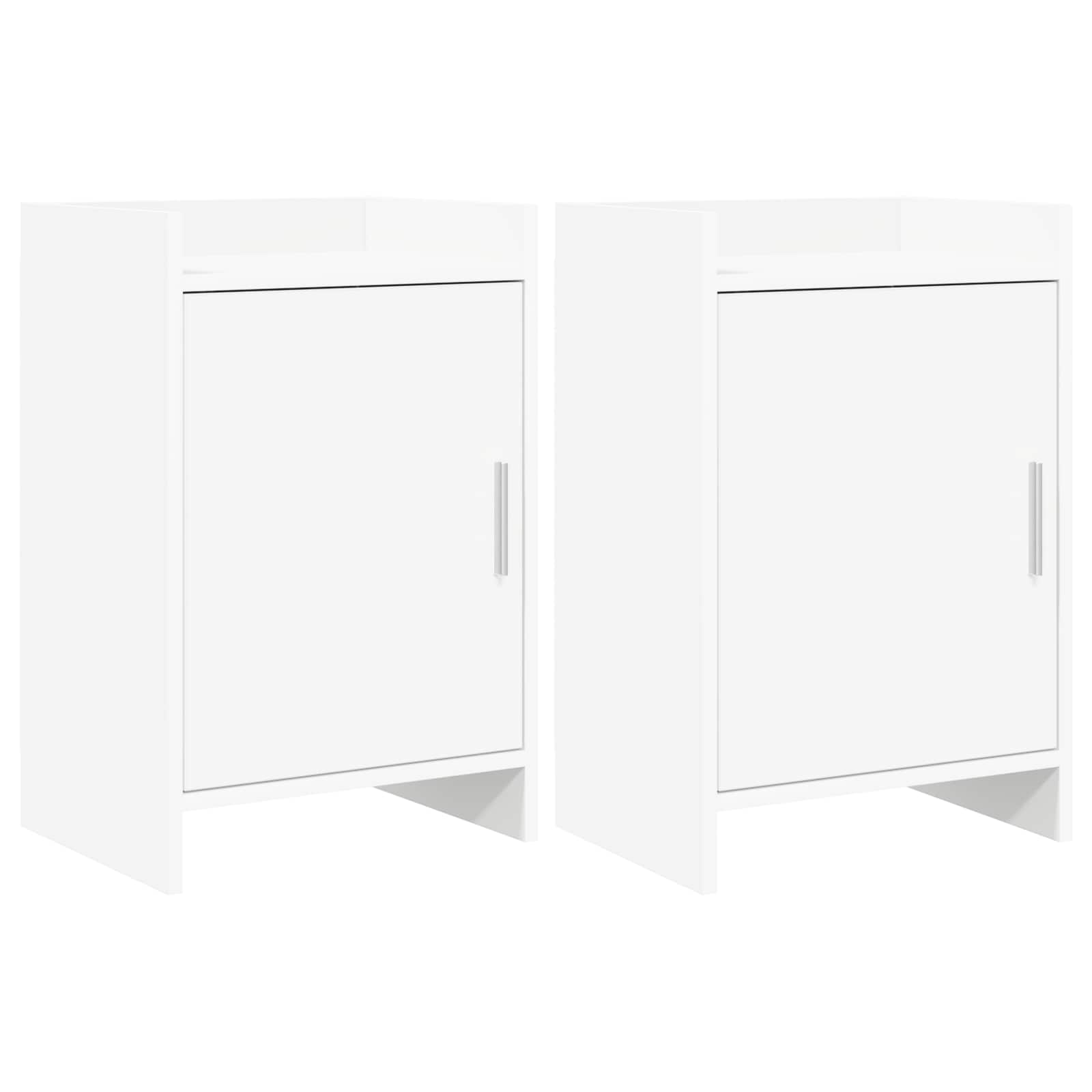 Noční Stolky 2 Pcs Bílá 40 X 30 X 60 Cm Kompozitní Dřevo
