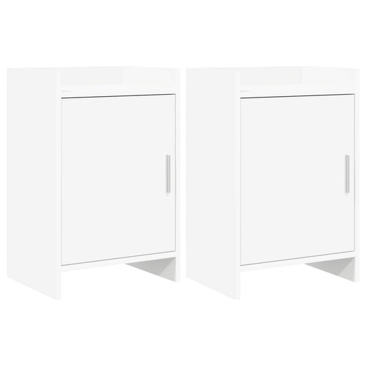 Noční Stolky 2 Pcs Bílá 40 X 30 X 60 Cm Kompozitní Dřevo