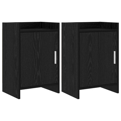 Noční Stolky 2 Pcs Černý Dub 40 X 30 X 60 Cm Kompozitní Dřevo