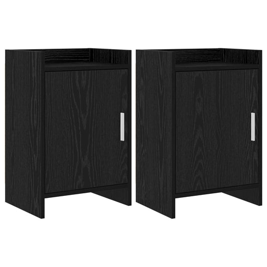 Noční Stolky 2 Pcs Černý Dub 40 X 30 X 60 Cm Kompozitní Dřevo