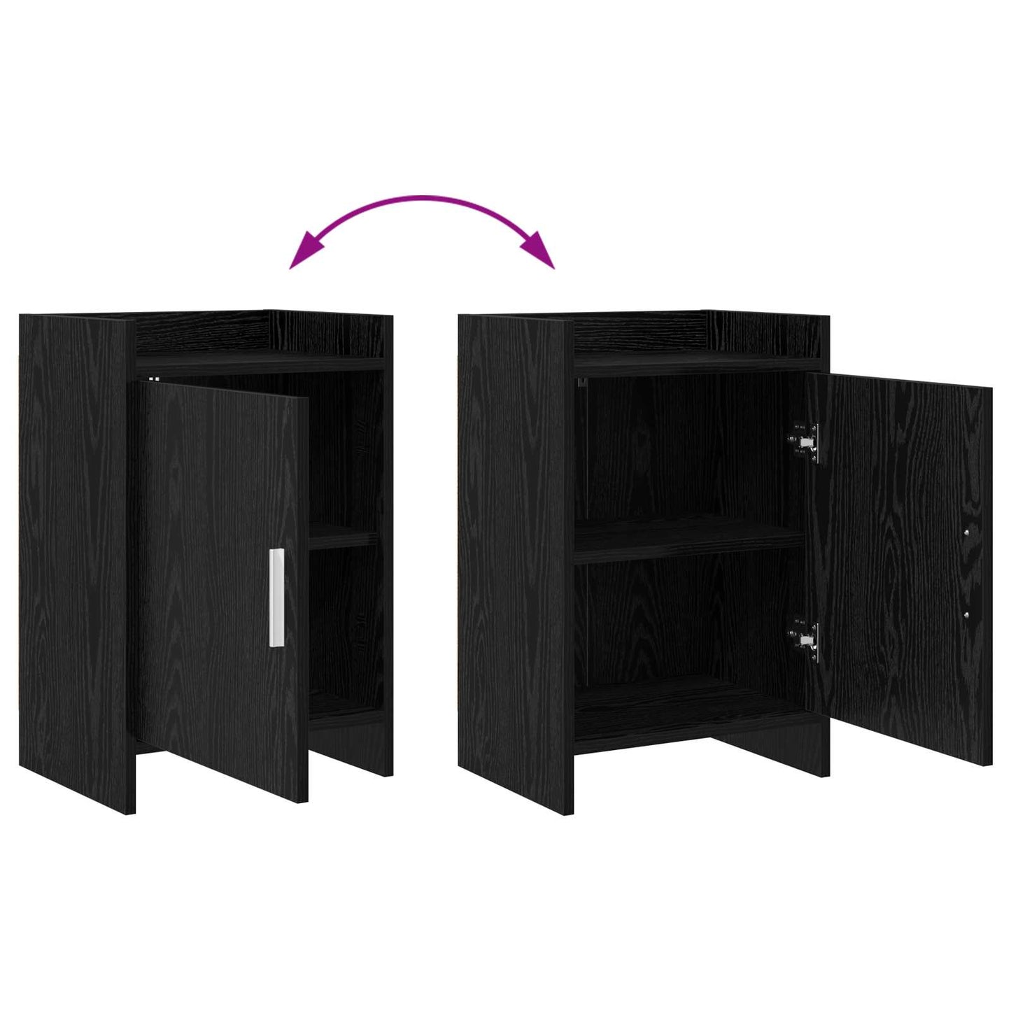 Noční Stolky 2 Pcs Černý Dub 40 X 30 X 60 Cm Kompozitní Dřevo