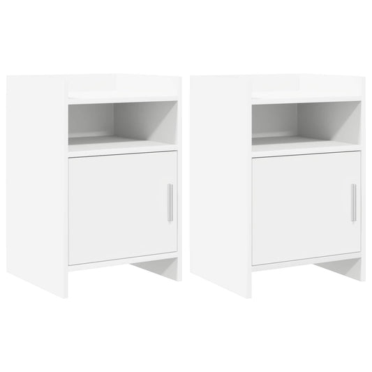 Noční Stolky 2 Pcs Bílá 40 X 36 X 60 Cm Kompozitní Dřevo