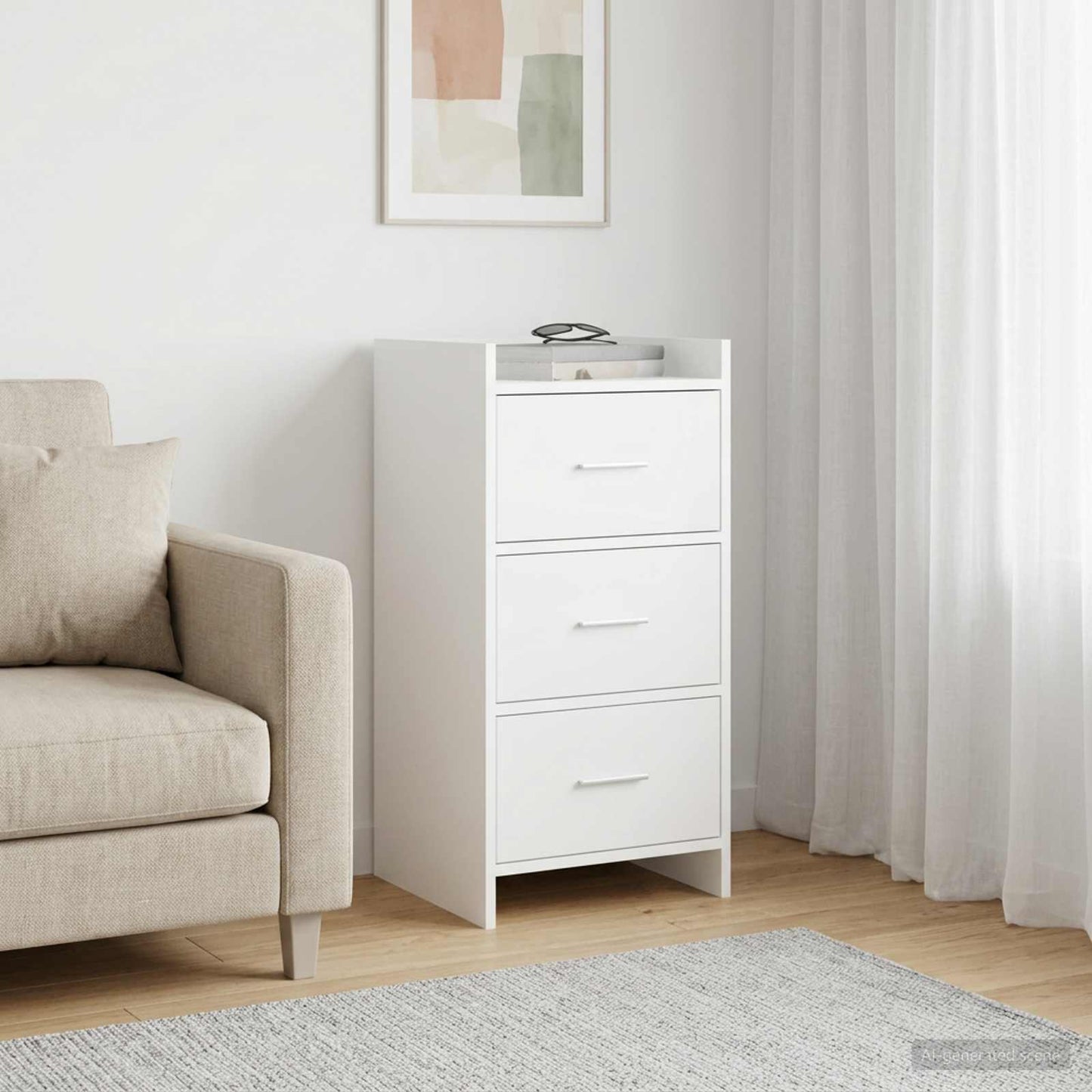 Servírovací Skříň Bílá 40 X 36 X 80 Cm Kompozitní Dřevo
