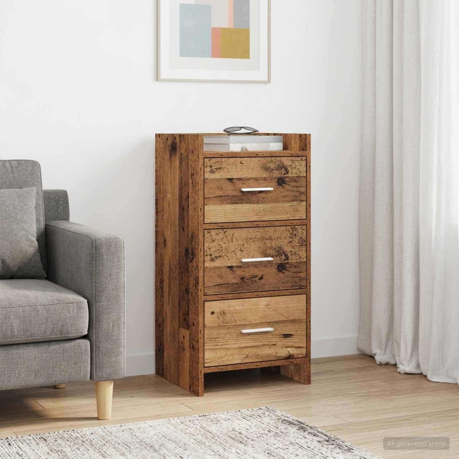 Servírovací Skříň Staré Dřevo 40 X 36 X 80 Cm Kompozitní Dřevo