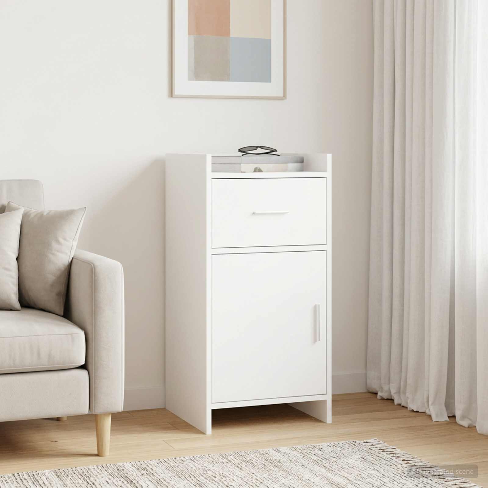 Servírovací Skříň Bílá 40 X 36 X 80 Cm Kompozitní Dřevo