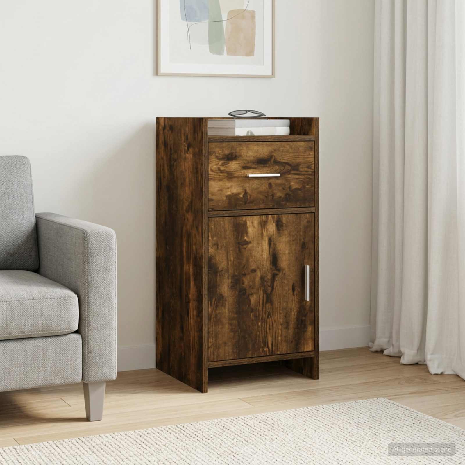 Servírovací Skříň Kouřový Dub 40 X 36 X 80 Cm Kompozitní Dřevo