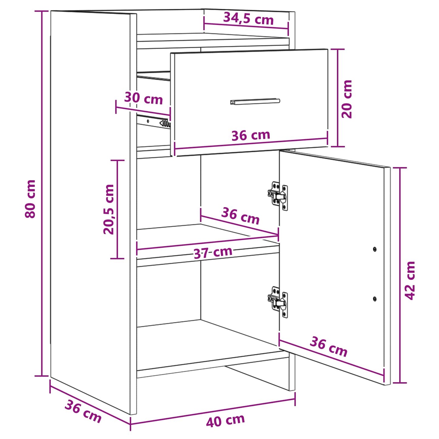Servírovací Skříň Kouřový Dub 40 X 36 X 80 Cm Kompozitní Dřevo