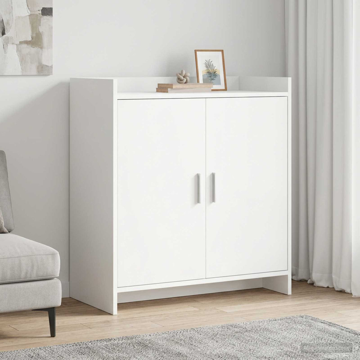 Servírovací Skříň Bílá 72 X 36 X 80 Cm Kompozitní Dřevo