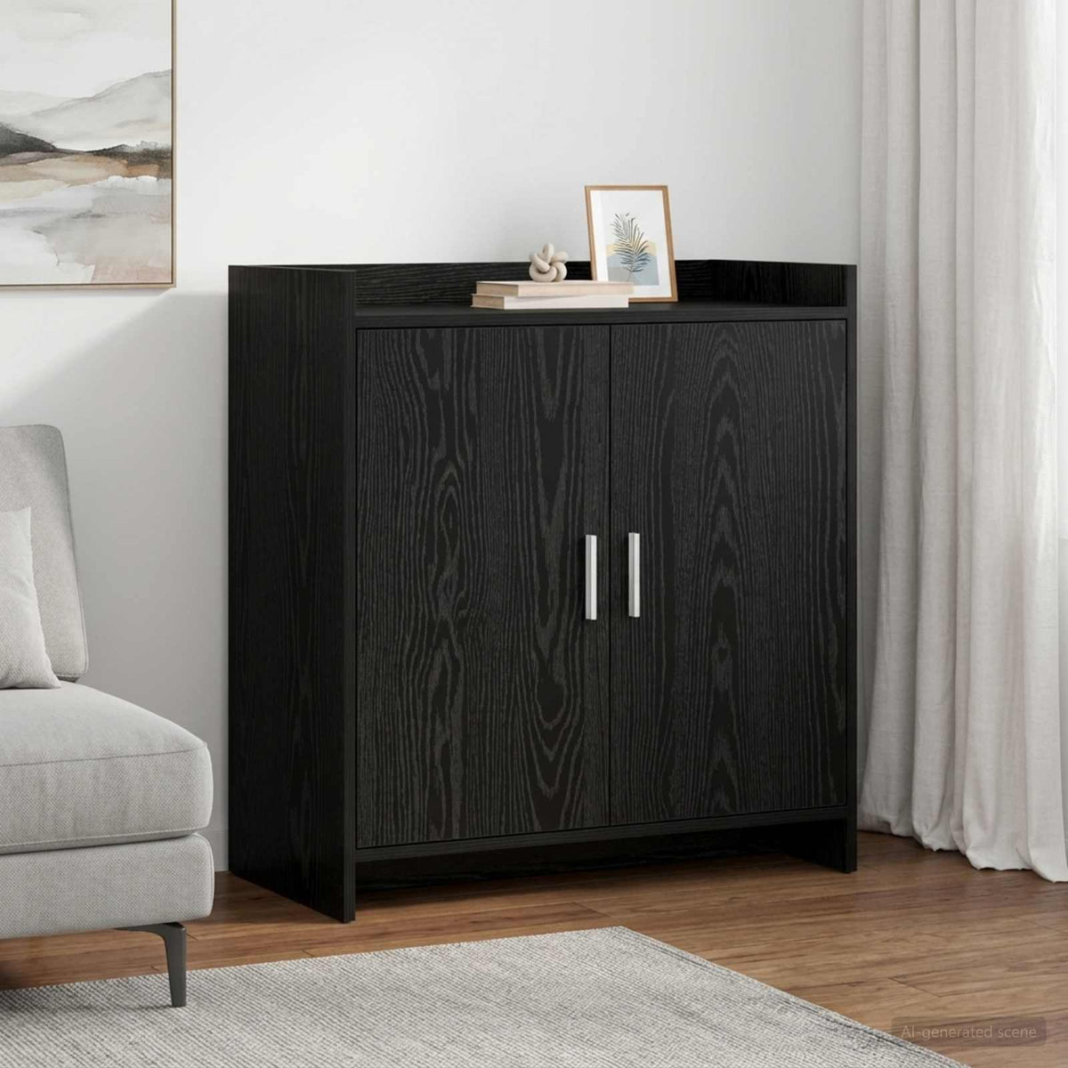 Servírovací Skříň Černý Dub 72 X 36 X 80 Cm Kompozitní Dřevo