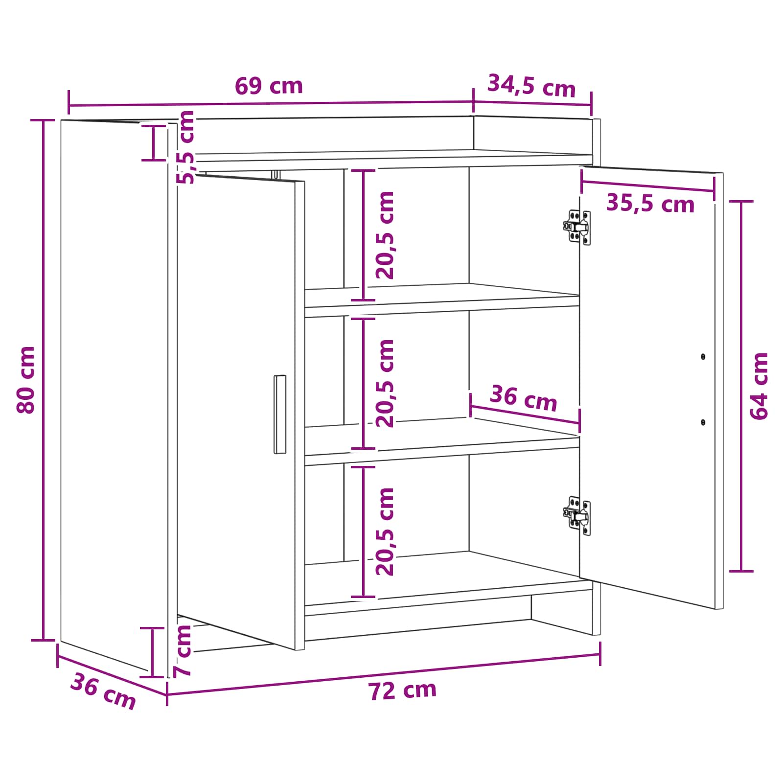 Servírovací Skříň Dub Sonoma 72 X 36 X 80 Cm Kompozitní Dřevo