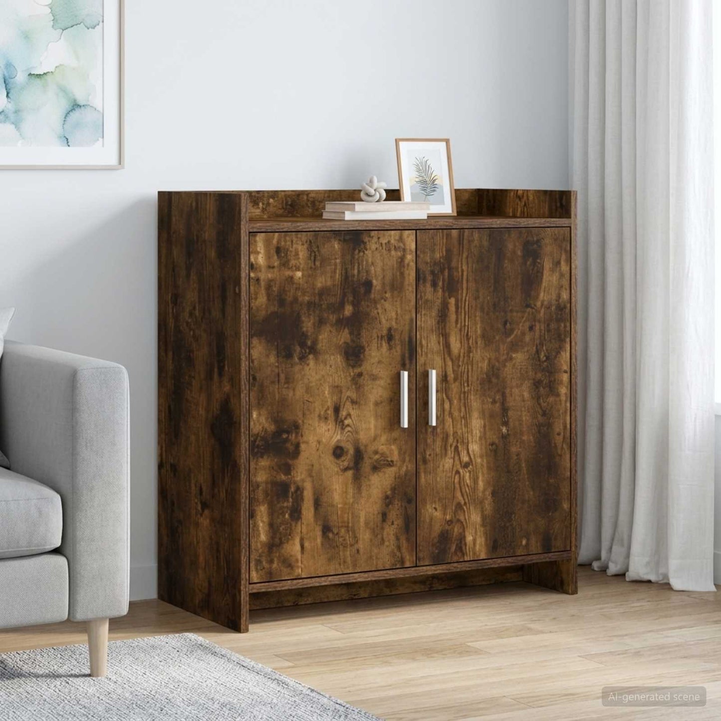 Servírovací Skříň Kouřový Dub 72 X 36 X 80 Cm Kompozitní Dřevo