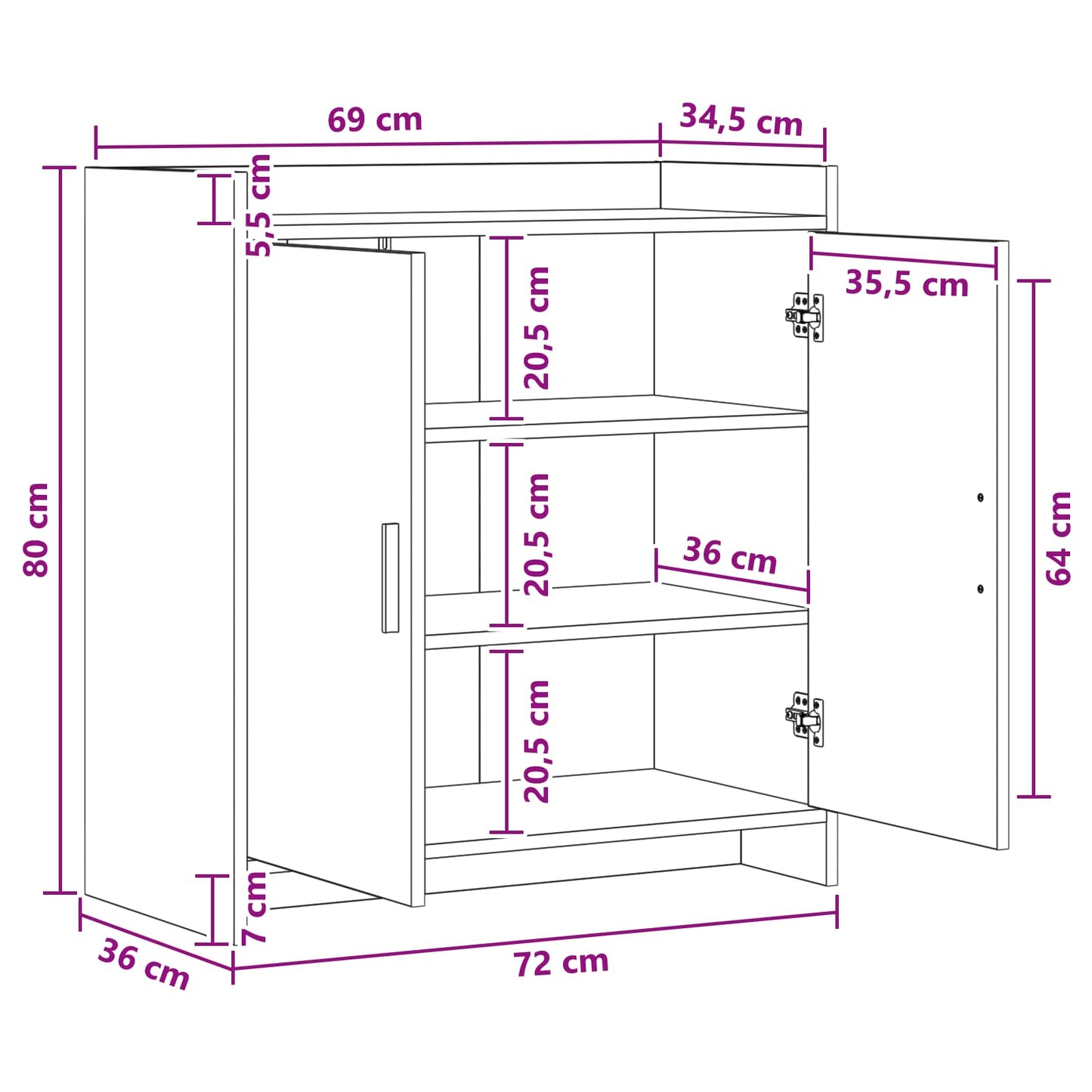 Servírovací Skříň Kouřový Dub 72 X 36 X 80 Cm Kompozitní Dřevo