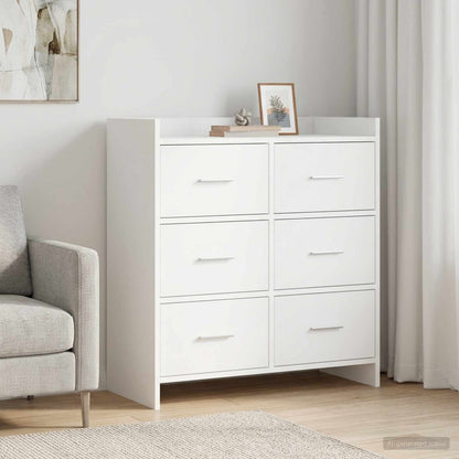 Servírovací Skříň Bílá 75 X 33 X 80 Cm Kompozitní Dřevo