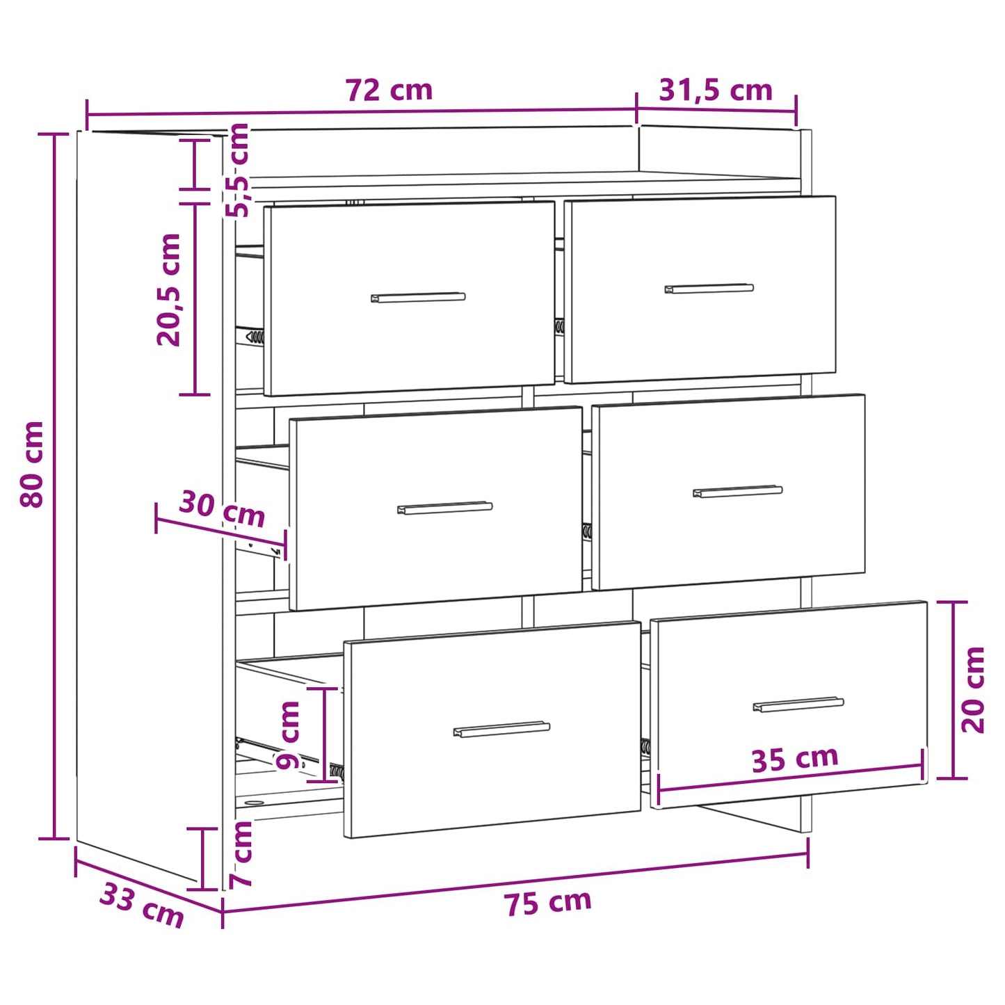 Servírovací Skříň Dub Sonoma 75 X 33 X 80 Cm Kompozitní Dřevo