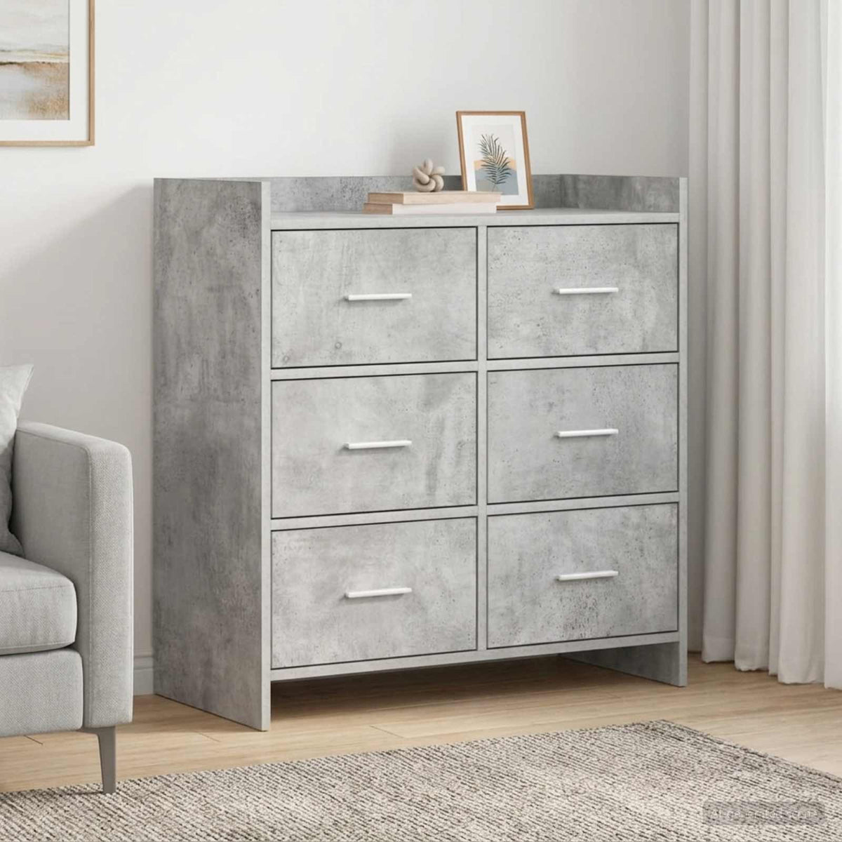 Servírovací Skříň Betonově Šedá 75 X 33 X 80 Cm