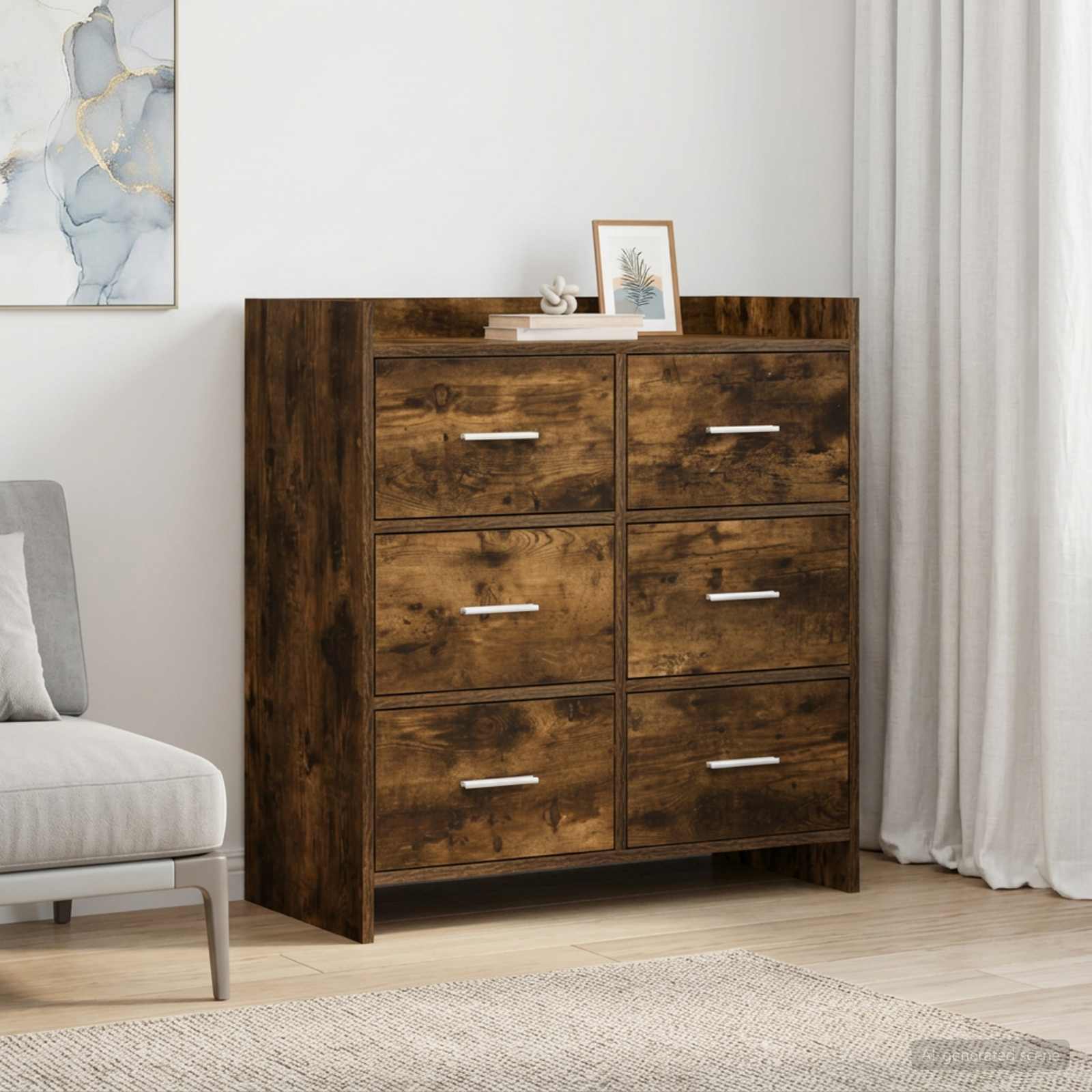 Servírovací Skříň Kouřový Dub 75 X 33 X 80 Cm Kompozitní Dřevo