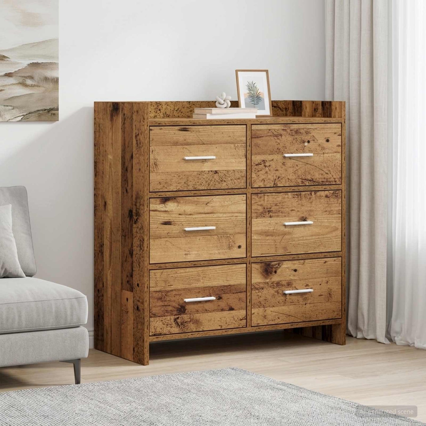 Servírovací Skříň Staré Dřevo 75 X 33 X 80 Cm Kompozitní Dřevo