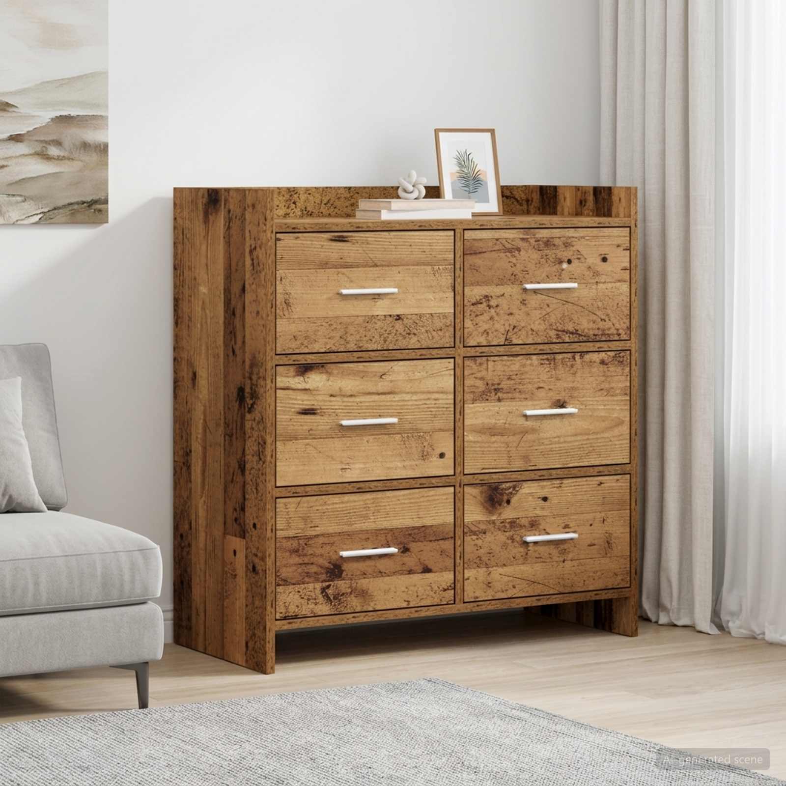 Servírovací Skříň Staré Dřevo 75 X 33 X 80 Cm Kompozitní Dřevo