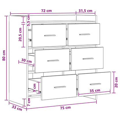 Servírovací Skříň Staré Dřevo 75 X 33 X 80 Cm Kompozitní Dřevo