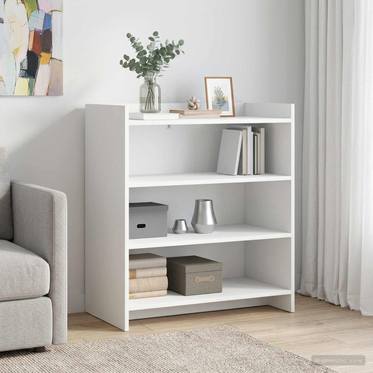Servírovací Skříň Bílá 75 X 36 X 80 Cm Kompozitní Dřevo