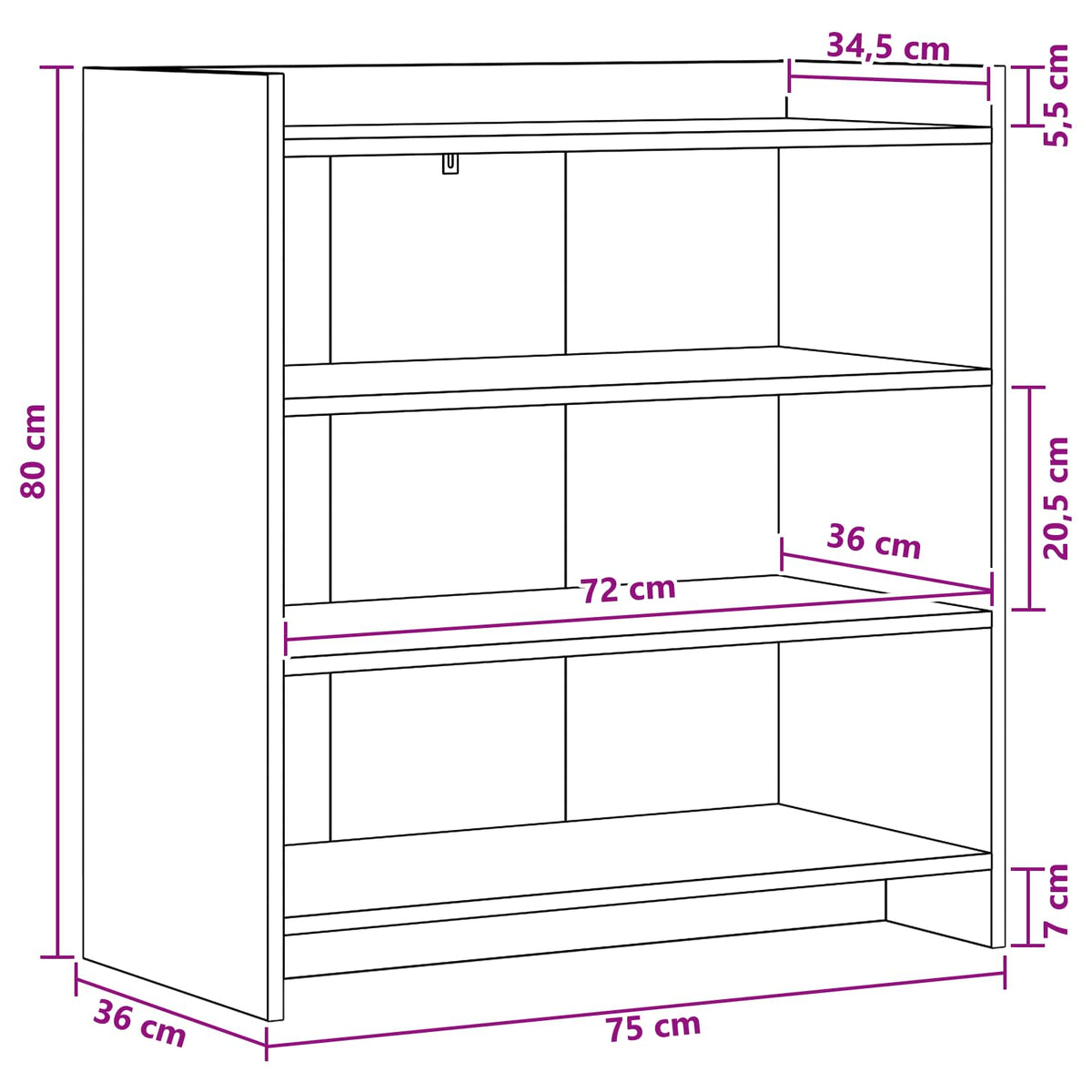 Servírovací Skříň Černý Dub 75 X 36 X 80 Cm Kompozitní Dřevo