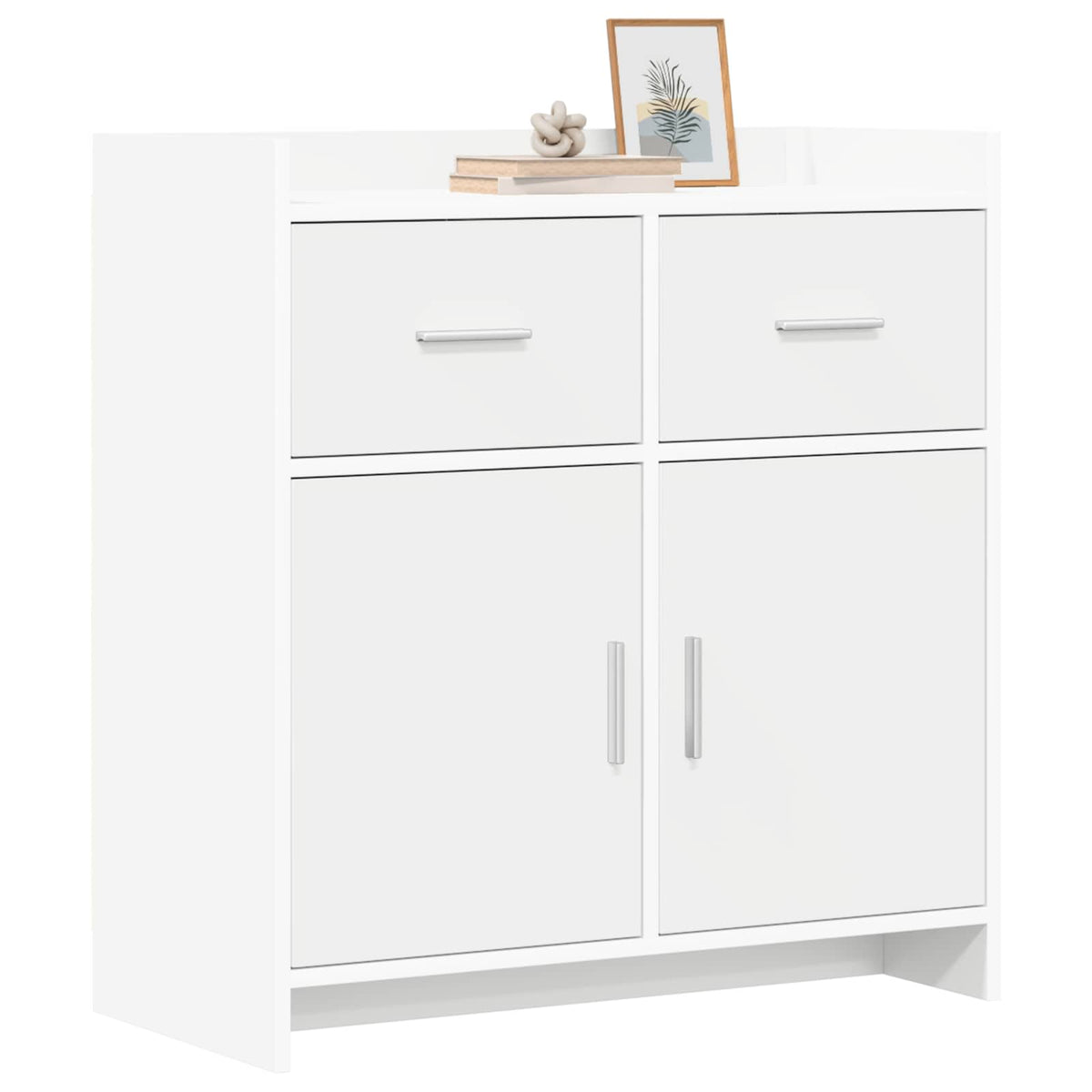 Servírovací Skříň Bílá 75 X 36 X 80 Cm Kompozitní Dřevo