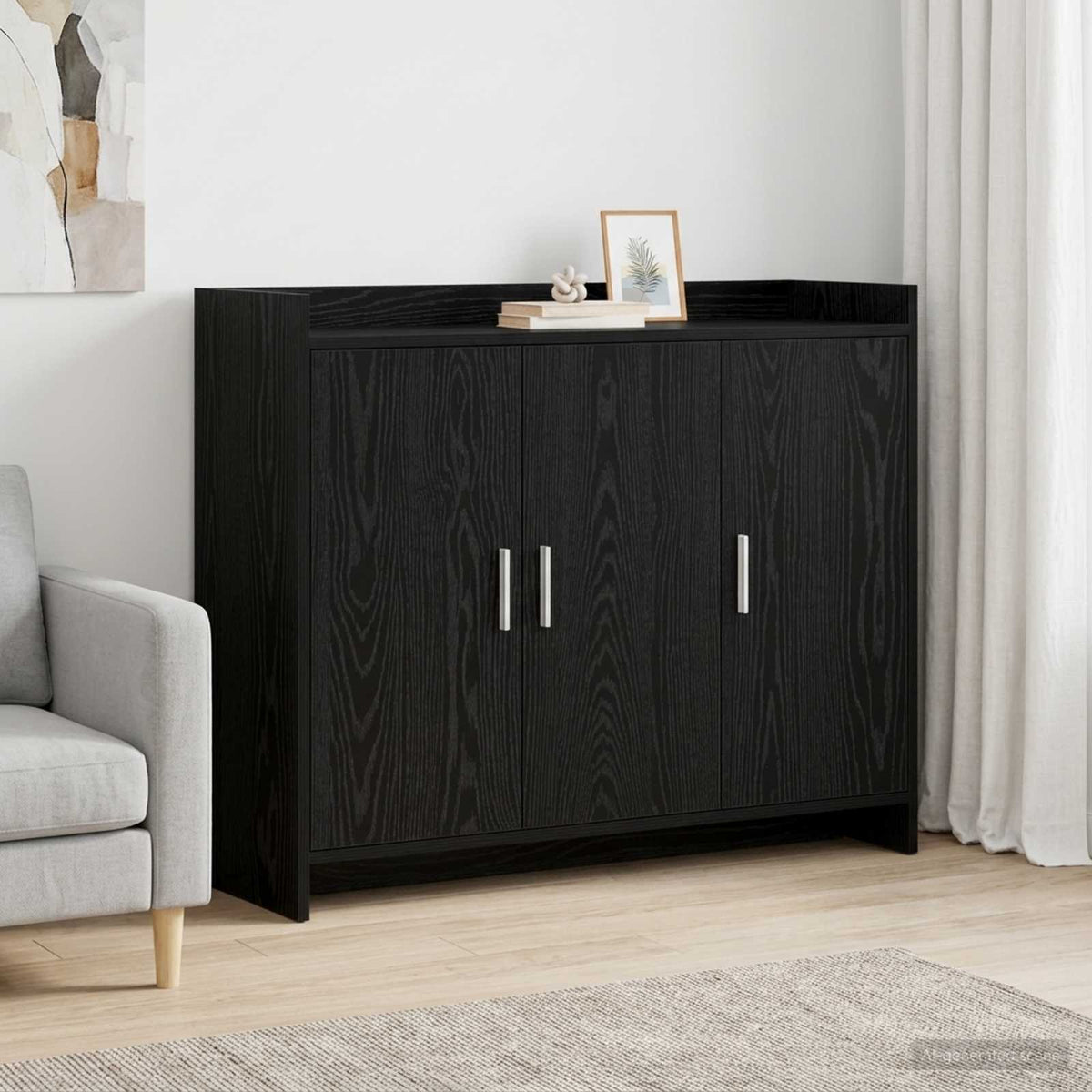 Servírovací Skříň Černý Dub 98,5 X 33 X 80 Cm Kompozitní Dřevo