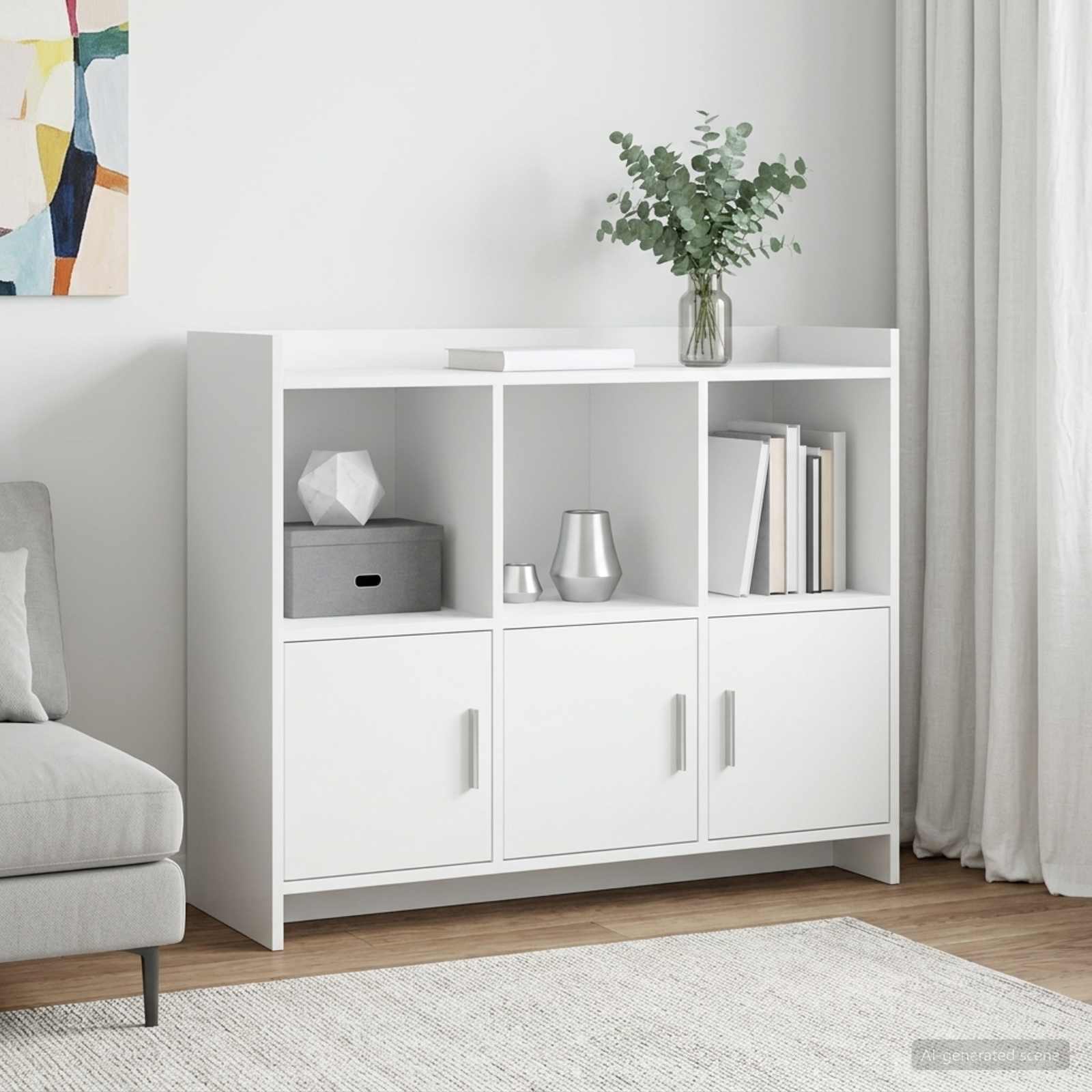 Servírovací Skříň Bílá 98,5 X 33 X 80 Cm Kompozitní Dřevo