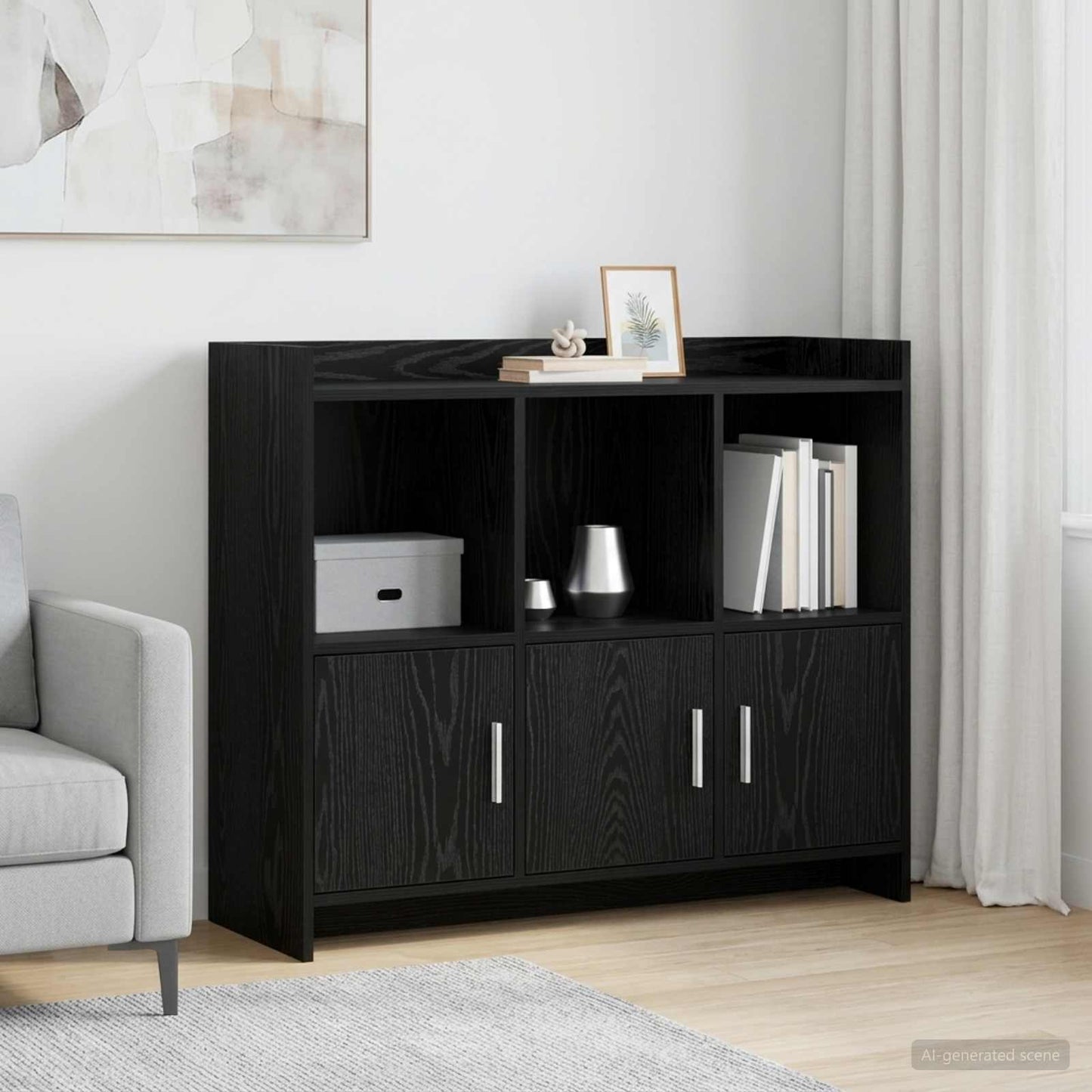 Servírovací Skříň Černý Dub 98,5 X 33 X 80 Cm Kompozitní Dřevo