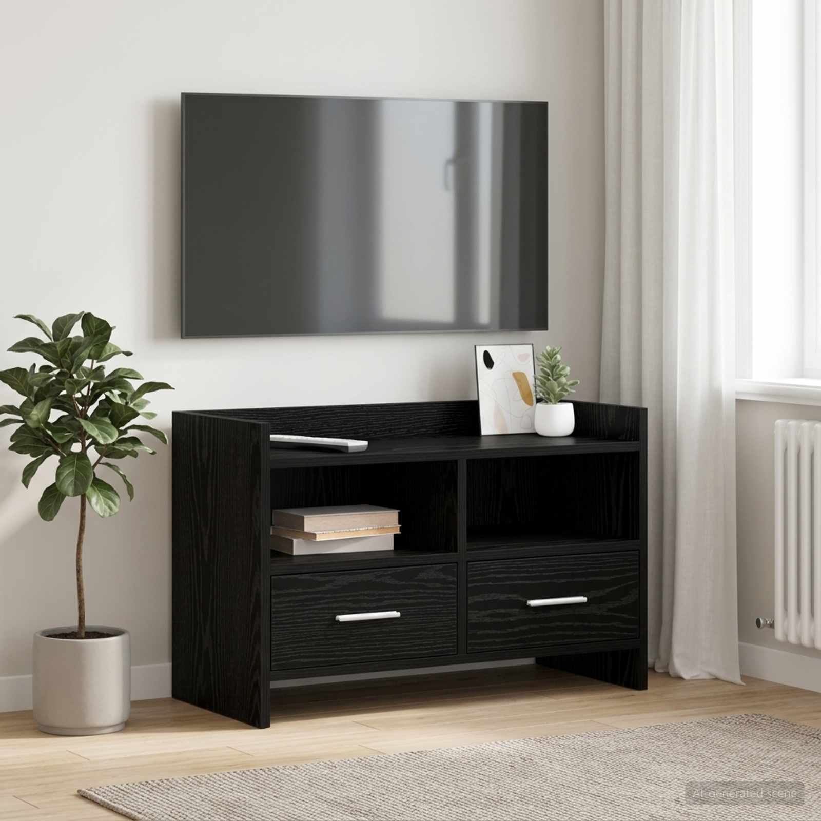 Televizní Skříň 71,5 X 33 X 47 Cm Černý Dub Kompozitní Dřevo