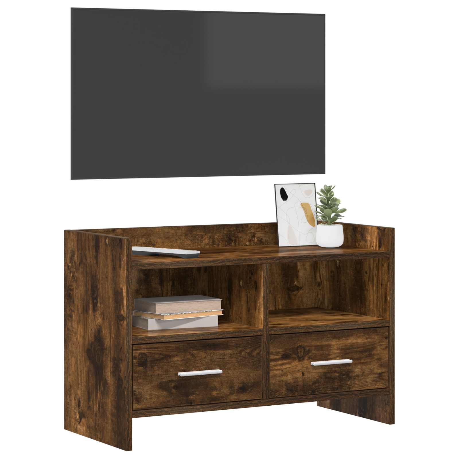Televizní Skříň 71,5 X 33 X 47 Cm Kouřový Dub Kompozitní Dřevo