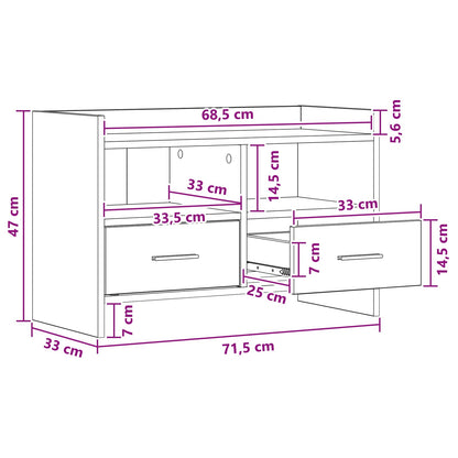 Televizní Skříň 71,5 X 33 X 47 Cm Staré Dřevo Kompozitní Dřevo